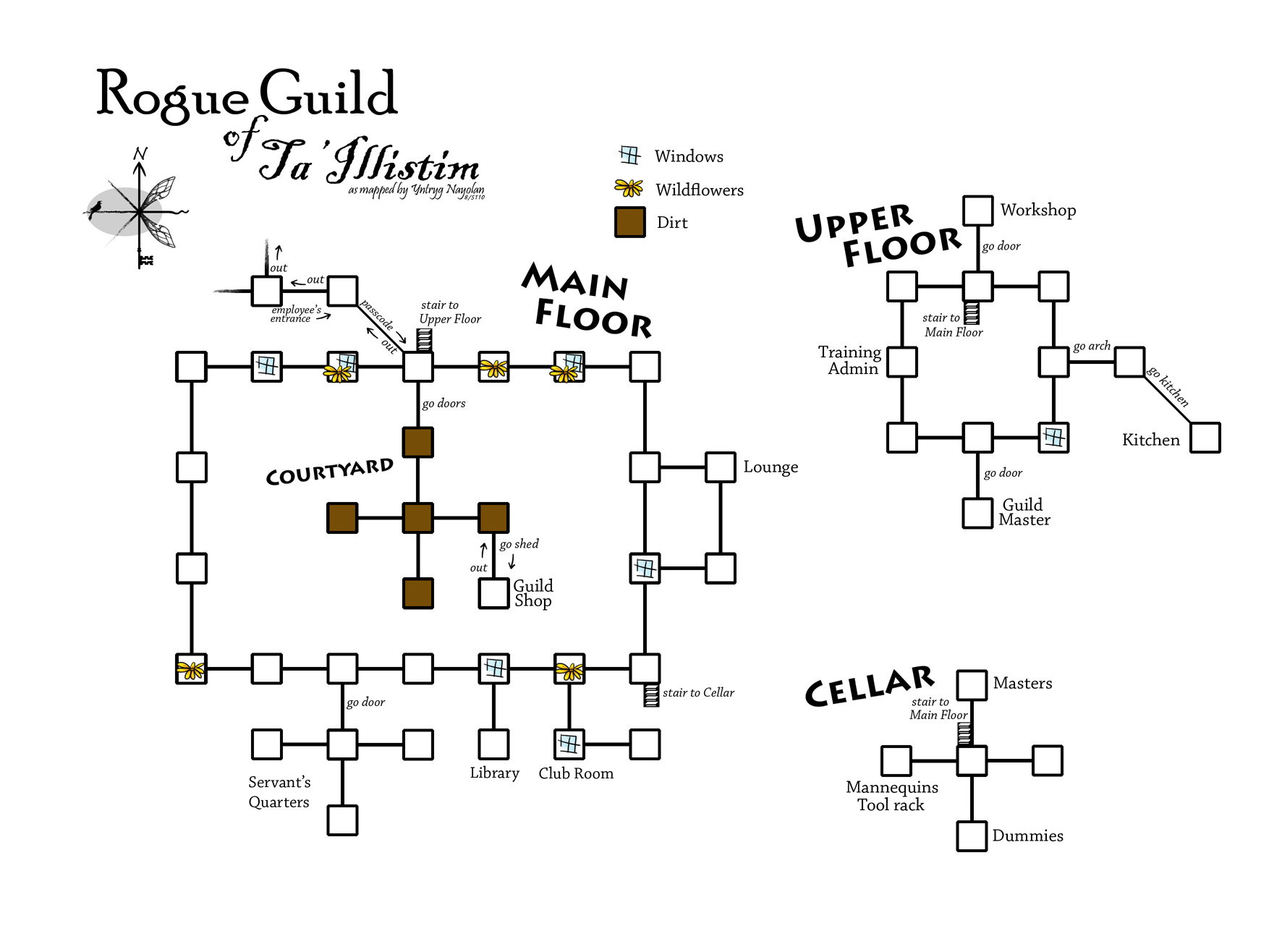 Map of en-Illistim rogue guild-1267238976 showing room [Arboretum]. Click on rooms to navigate or use the nearby rooms list below for accessible navigation.