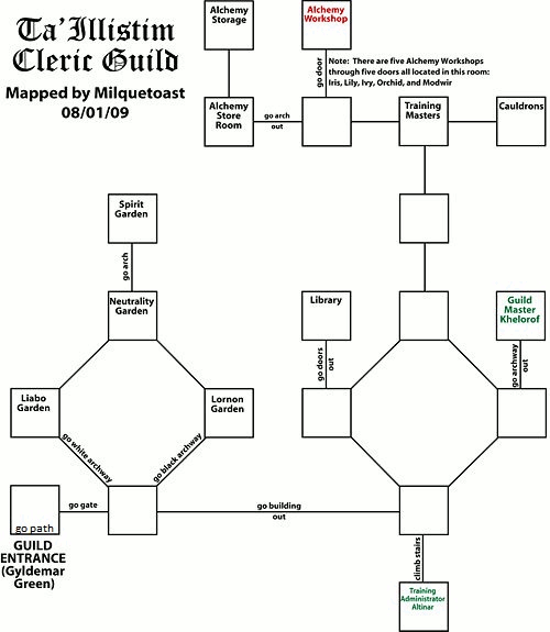 Map of en-cleric guild-1340756524 showing room [Cleric Guild, Stone Path]. Click on rooms to navigate or use the nearby rooms list below for accessible navigation.