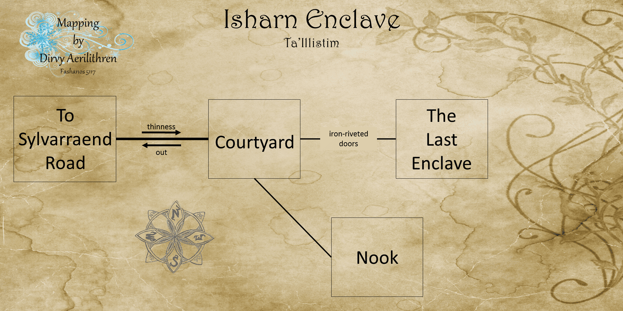 Map of en-ta illistim-isharn enclave-1648064027 showing room [Isharn Enclave, Courtyard]. Click on rooms to navigate or use the nearby rooms list below for accessible navigation.