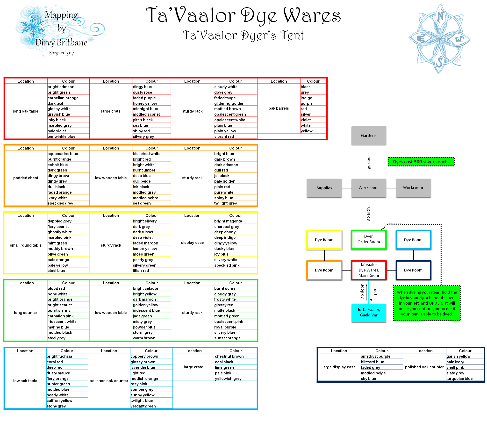Map of en-ta vaalor-dyers tent-1512162732 showing room [Ta'Vaalor Dye Wares, Main Room]. Click on rooms to navigate or use the nearby rooms list below for accessible navigation.