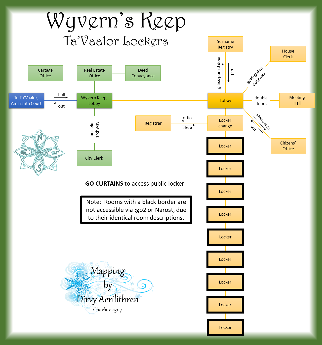 Map of en-ta vaalor-wyverns keep-1488759285 showing room [Wyvern Keep, City Clerk]. Click on rooms to navigate or use the nearby rooms list below for accessible navigation.