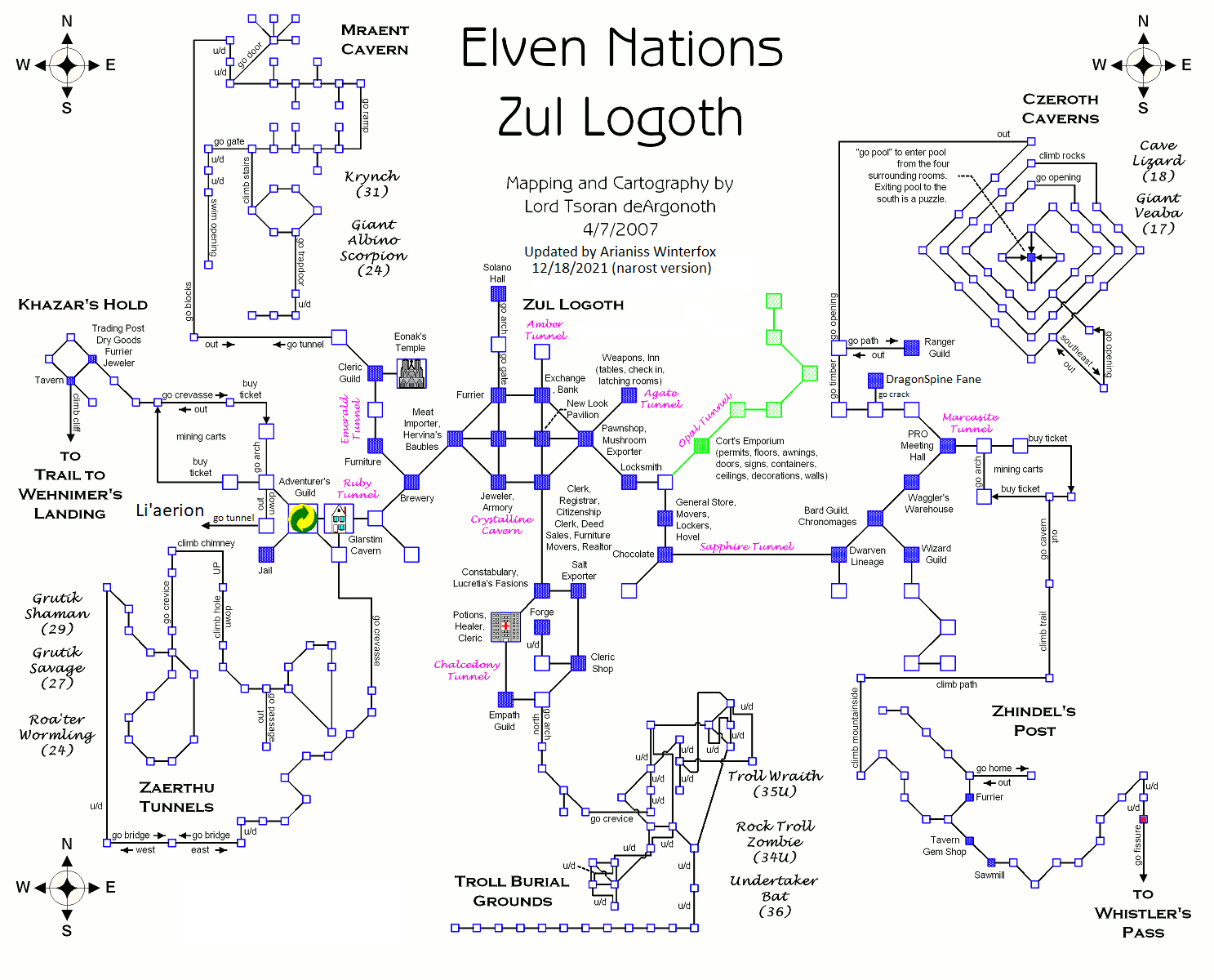 Map of en-zul logoth-1639816187 showing room [Zul Logoth, Crystalline Cavern]. Click on rooms to navigate or use the nearby rooms list below for accessible navigation.