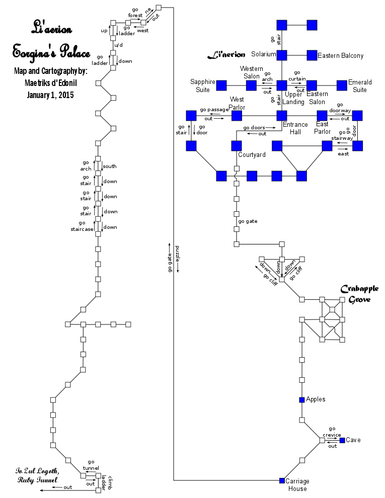 Map of en-zul logoth liaerion-1703216519 showing room [A Dark Cave]. Click on rooms to navigate or use the nearby rooms list below for accessible navigation.
