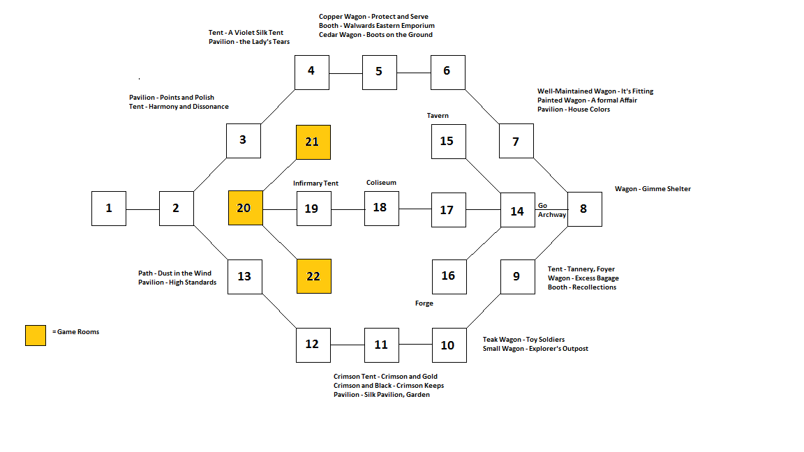 Map of fest-Festival of the Fallen-1442606479 showing room [Siren's Wood, Path]. Click on rooms to navigate or use the nearby rooms list below for accessible navigation.