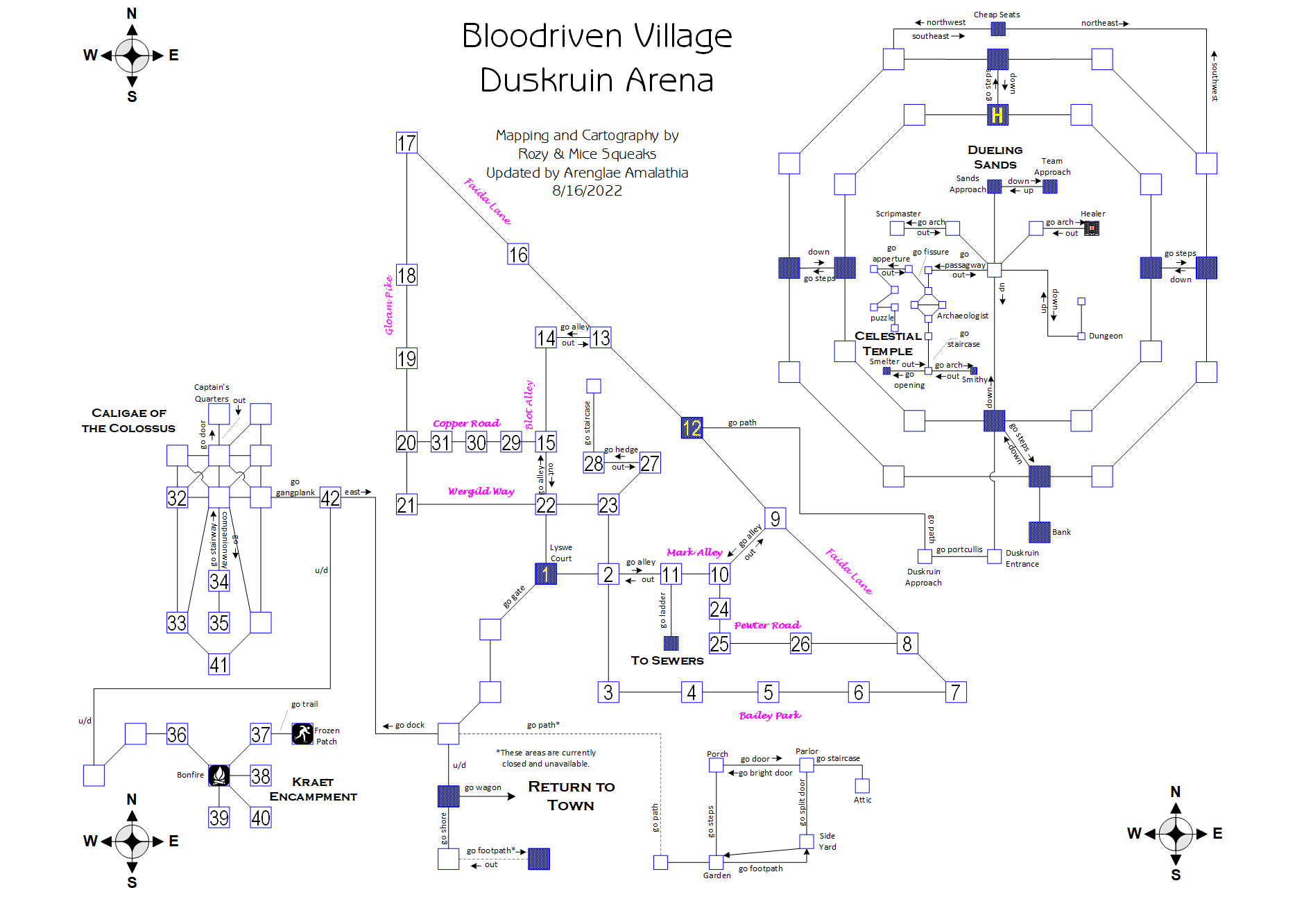 Map of fest-duskruin-1660957206 showing room [Bloodriven Village, River Bank]. Click on rooms to navigate or use the nearby rooms list below for accessible navigation.