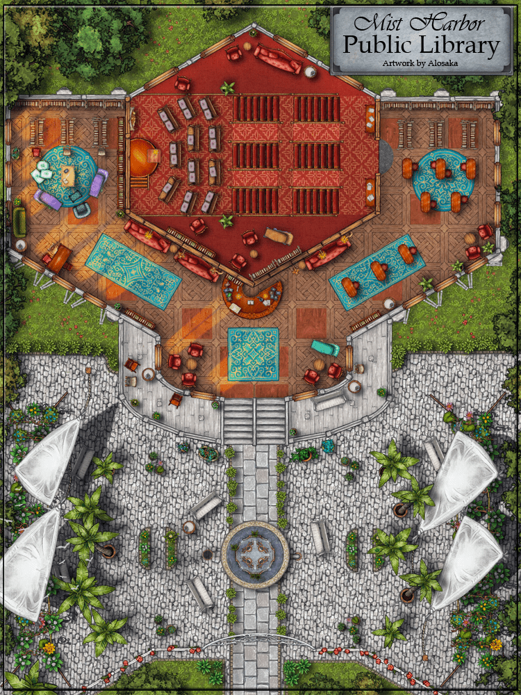 Map of ifw-library-1626378415 showing room [Harbor Library, Courtyard]. Click on rooms to navigate or use the nearby rooms list below for accessible navigation.