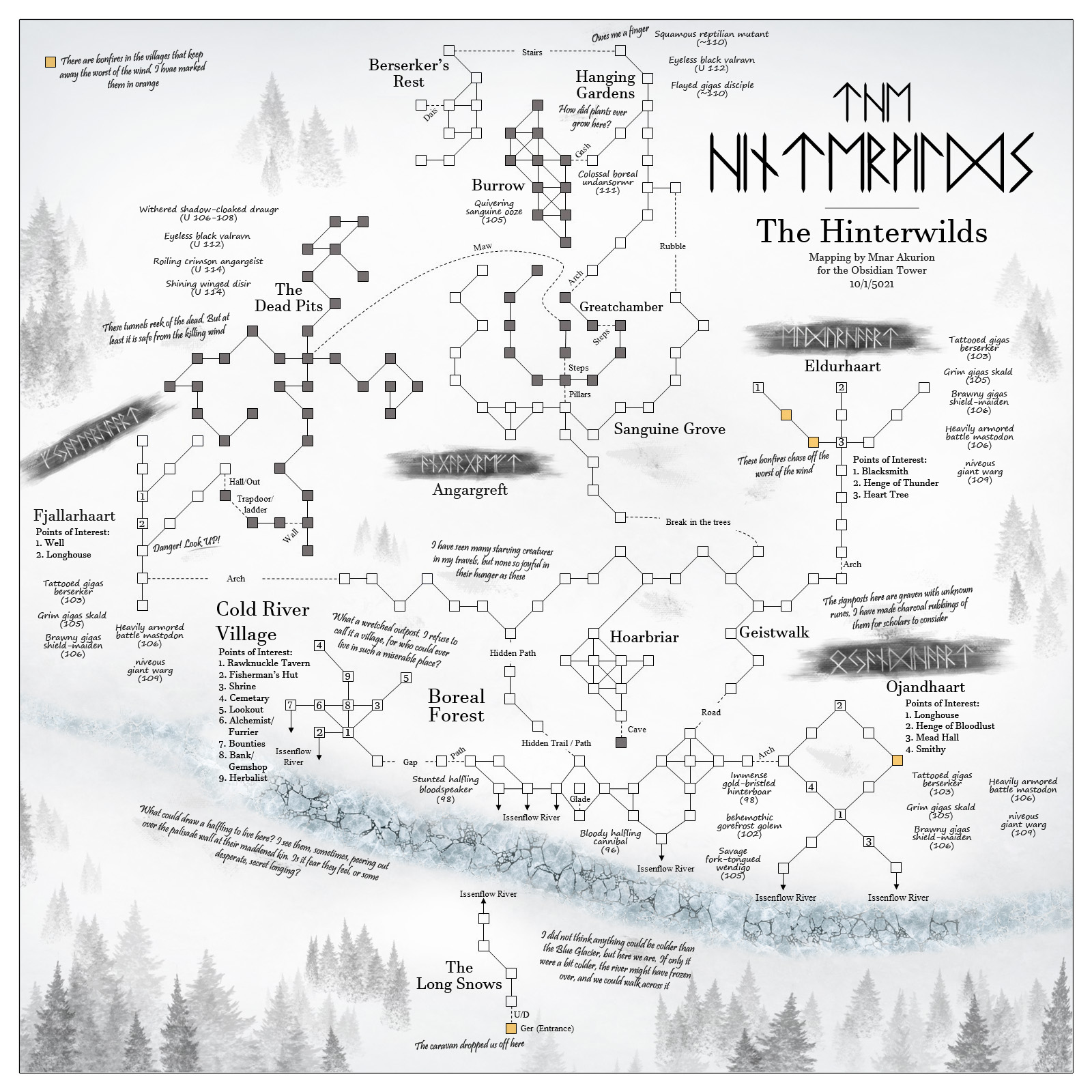 Map of imt-Hinterwilds-1651886165 showing room [Cold River, Thoroughfare]. Click on rooms to navigate or use the nearby rooms list below for accessible navigation.
