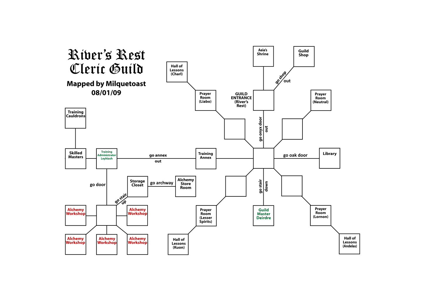 Map of rr-cleric guild showing room [Cleric Guild, Shop]. Click on rooms to navigate or use the nearby rooms list below for accessible navigation.