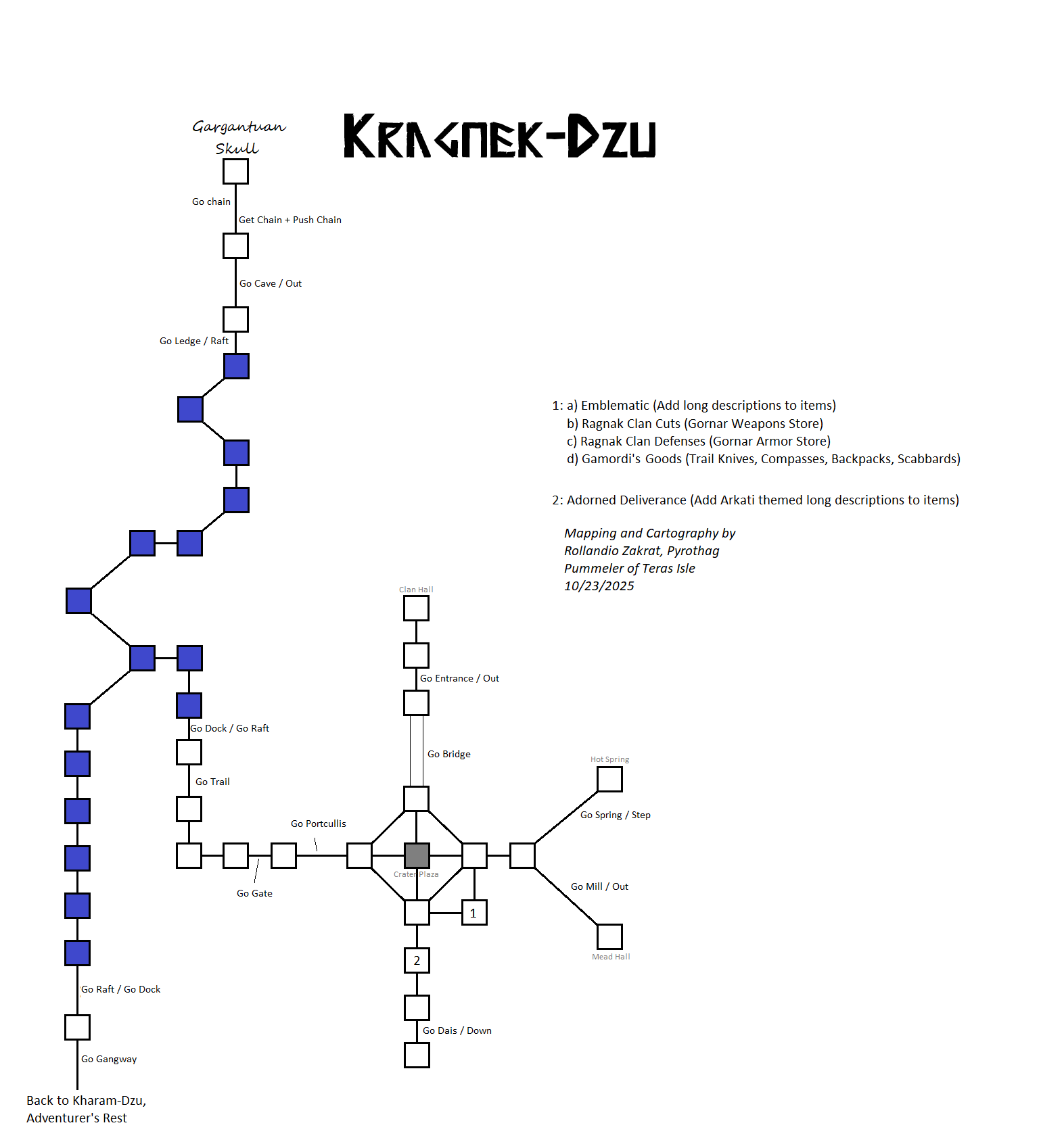 Map of ti-kragnek dzu-1761314324 showing room [River Muagh, Muddy Bank]. Click on rooms to navigate or use the nearby rooms list below for accessible navigation.