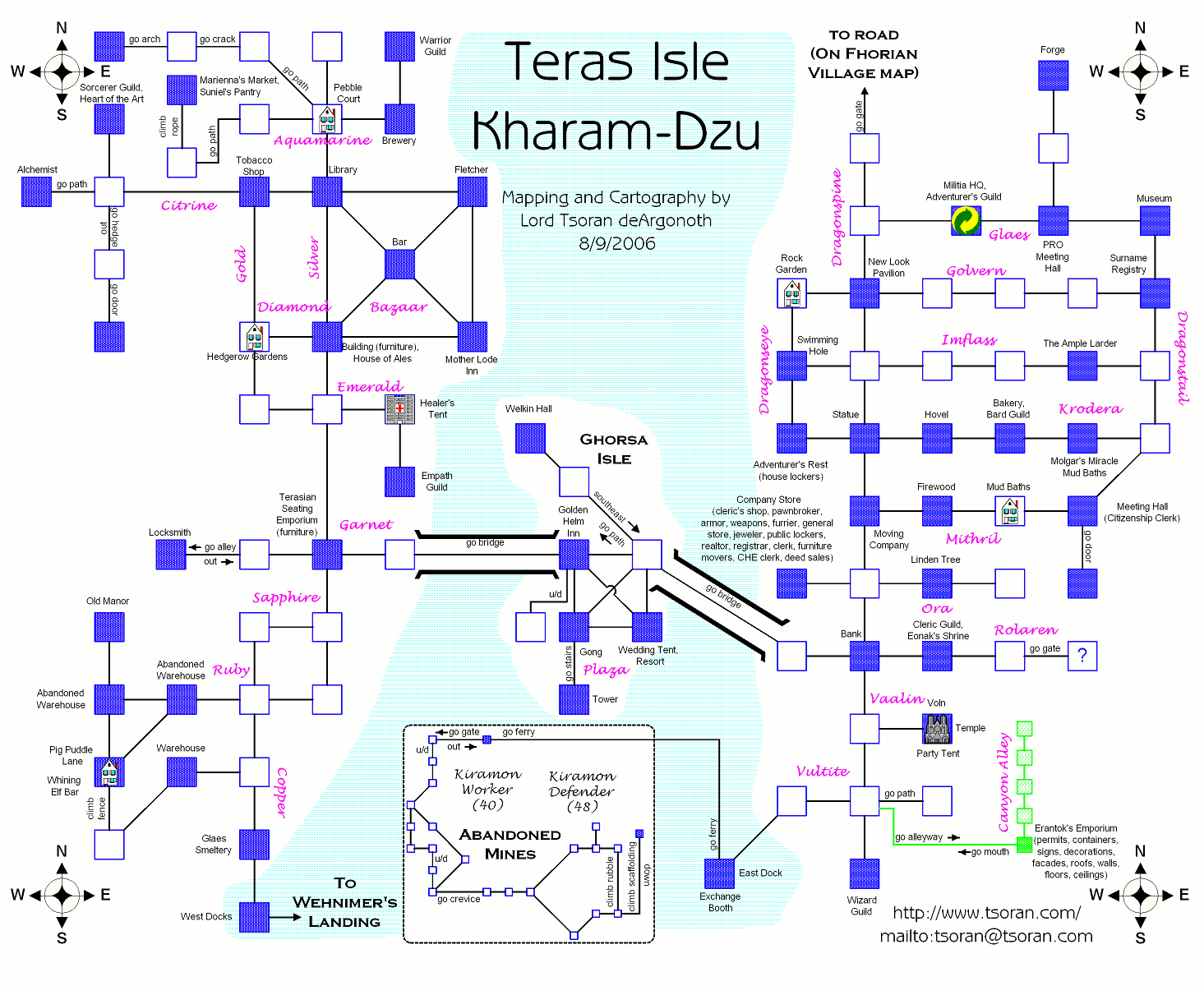 Map of ti-teras-1264234799 showing room [Copper Avenue, West Docks]. Click on rooms to navigate or use the nearby rooms list below for accessible navigation.