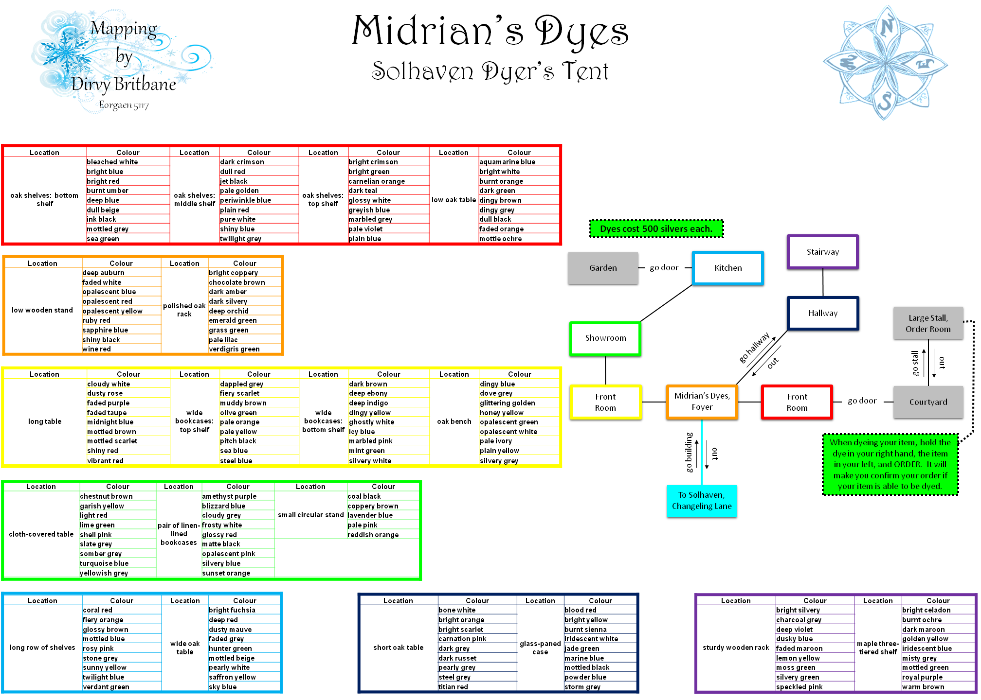 Map of vo-dyers tent-1512161334 showing room [Midrian's Dyes, Foyer]. Click on rooms to navigate or use the nearby rooms list below for accessible navigation.