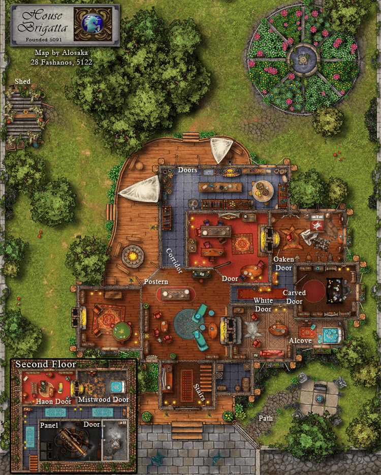 Map of wl-Brigatta-1646274146 showing room [House Brigatta, Entry]. Click on rooms to navigate or use the nearby rooms list below for accessible navigation.