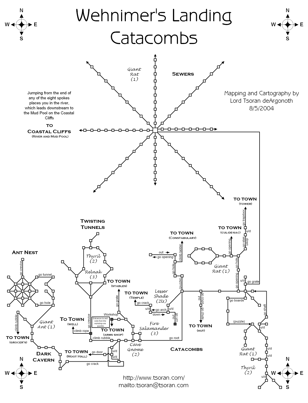 Map of wl-catacombs-1264234799 showing room [Dark Cavern, Dead End]. Click on rooms to navigate or use the nearby rooms list below for accessible navigation.
