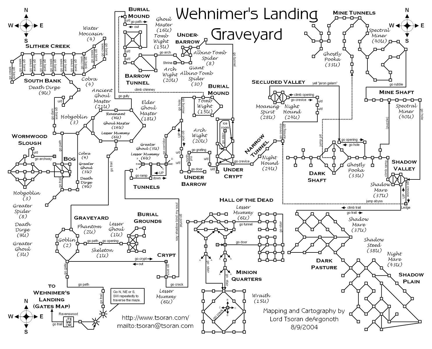 Map of wl-graveyard-1264234799 showing room [Lower Trollfang, Clearing]. Click on rooms to navigate or use the nearby rooms list below for accessible navigation.