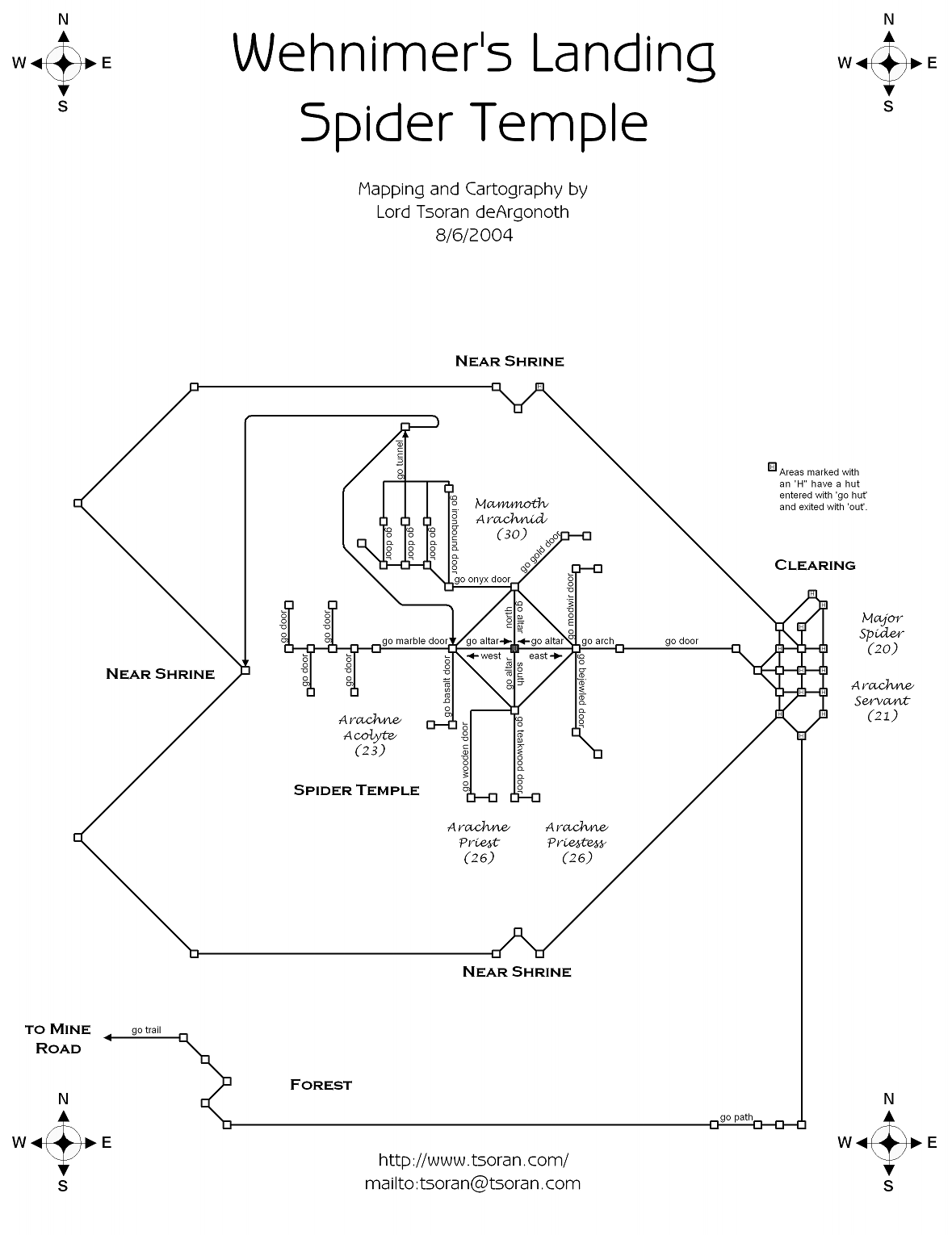 Map of wl-spider temple-1264234799 showing room [Lower Trollfang, Forest]. Click on rooms to navigate or use the nearby rooms list below for accessible navigation.